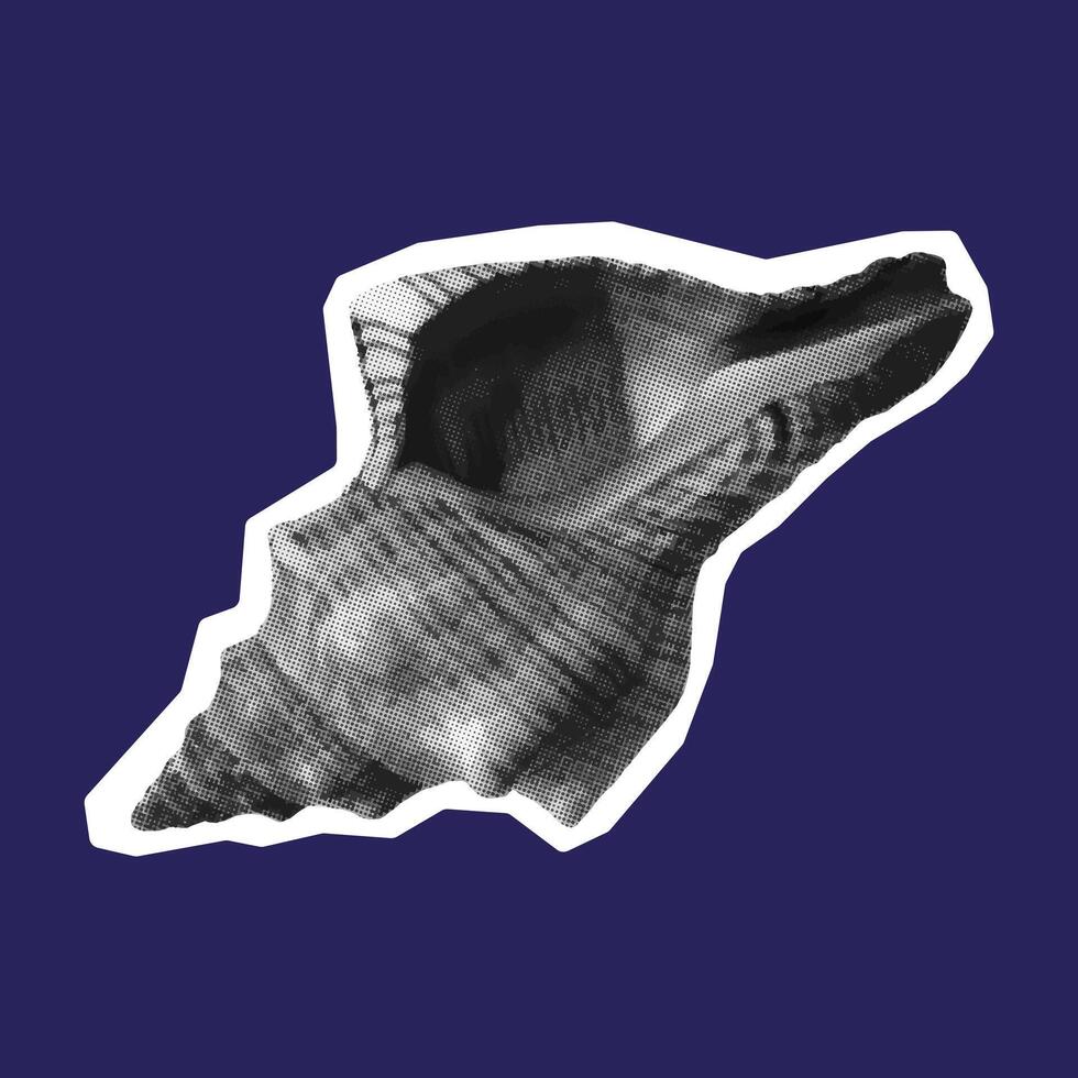 Shell in halftone isolated. illustration for poster, banner, card. Y2K style. vector