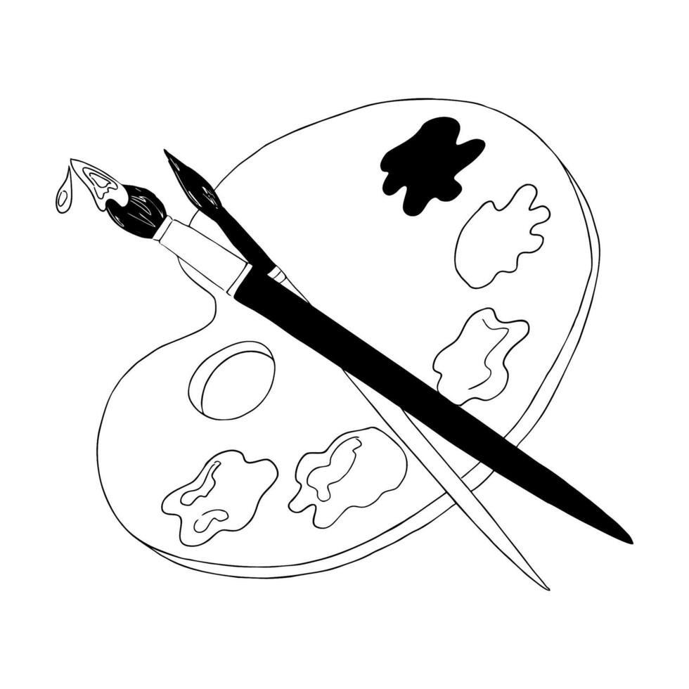 paints and brush, vector