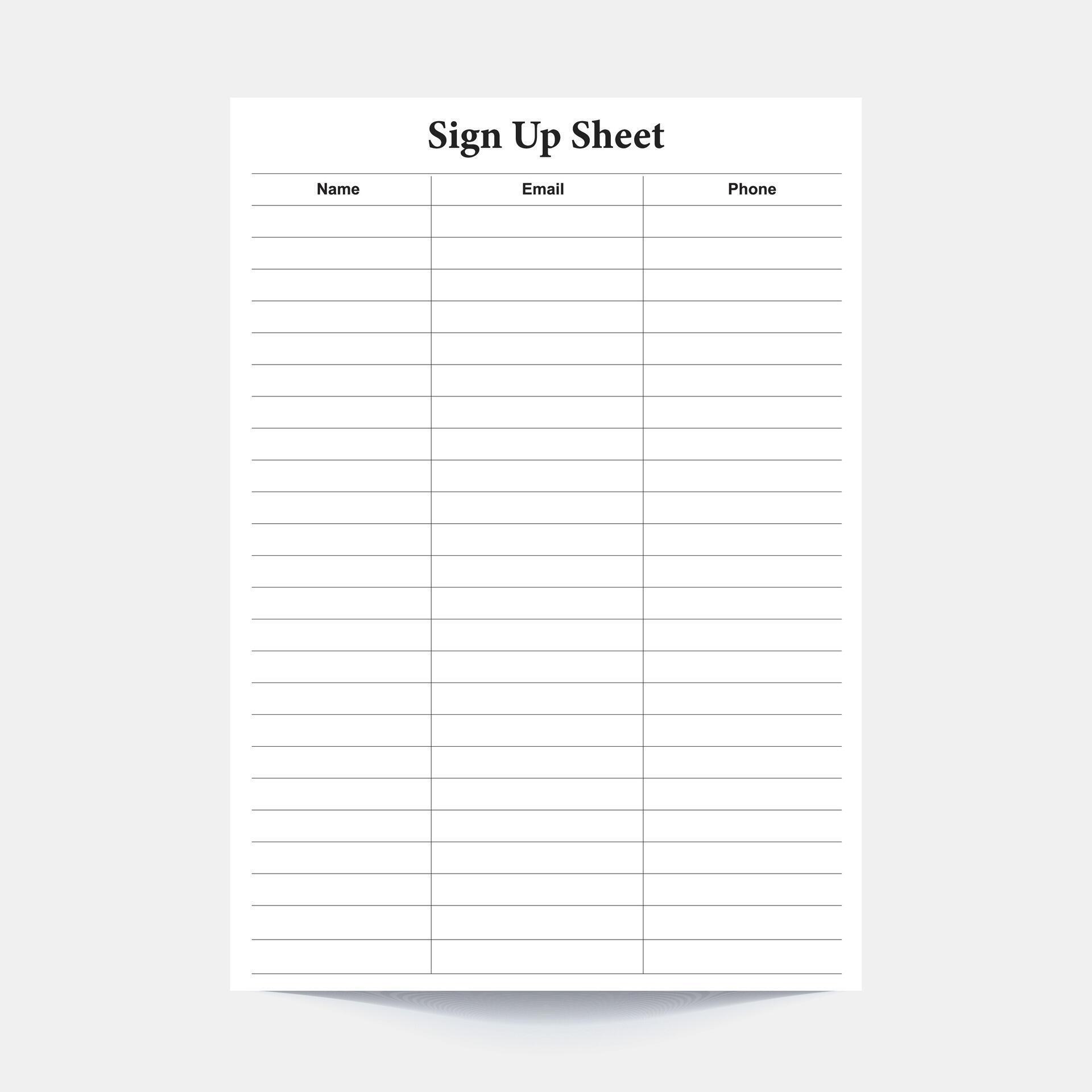 sign in sheet template,sign up sheet template,sign up sheet template