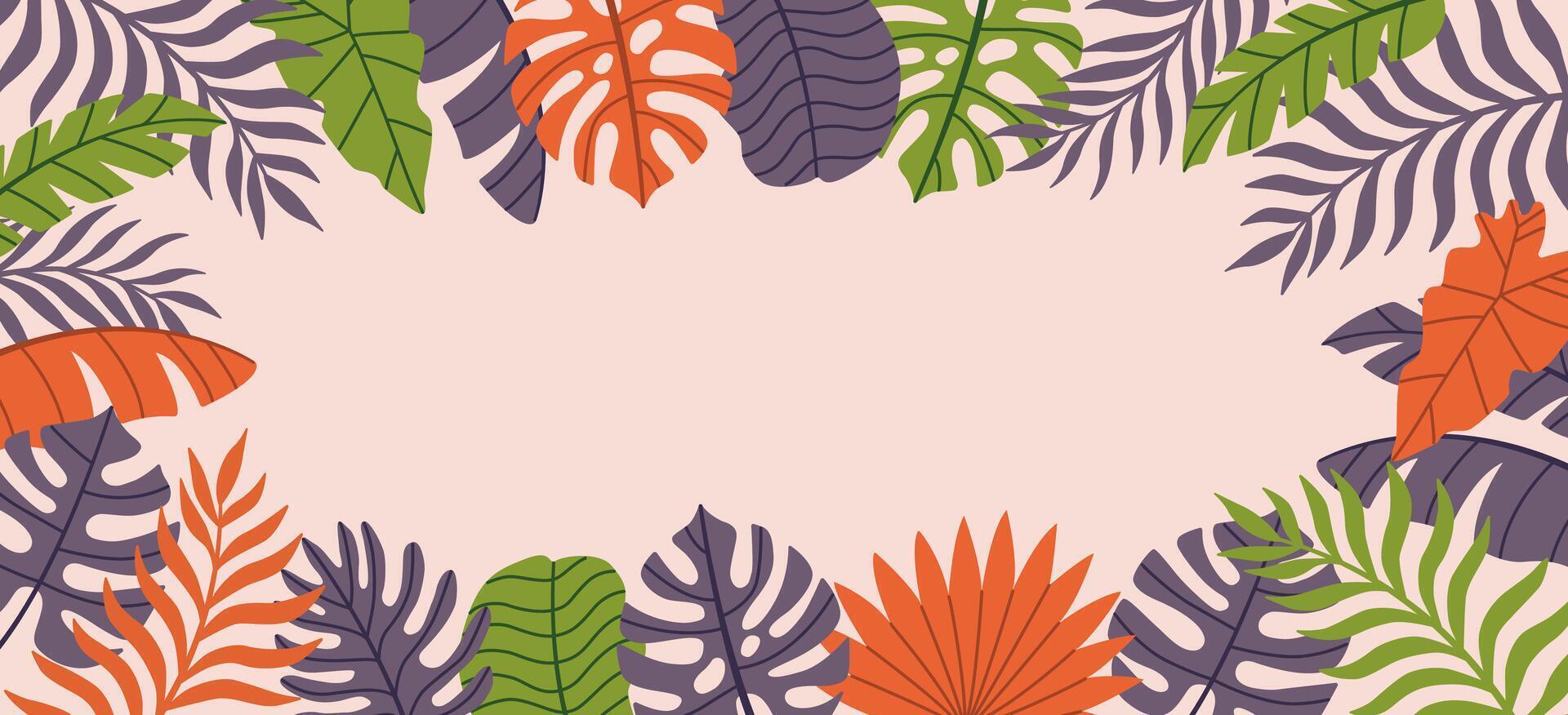 Summer tropical background with copy space for text. palm leaves. Floral exotic wallpaper. template for banners. vector