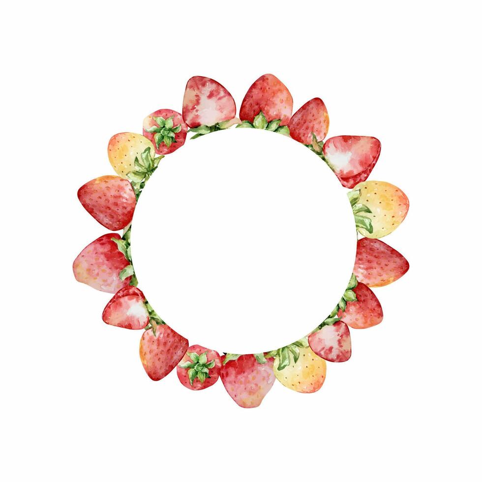 Frame with watercolor straberries vector