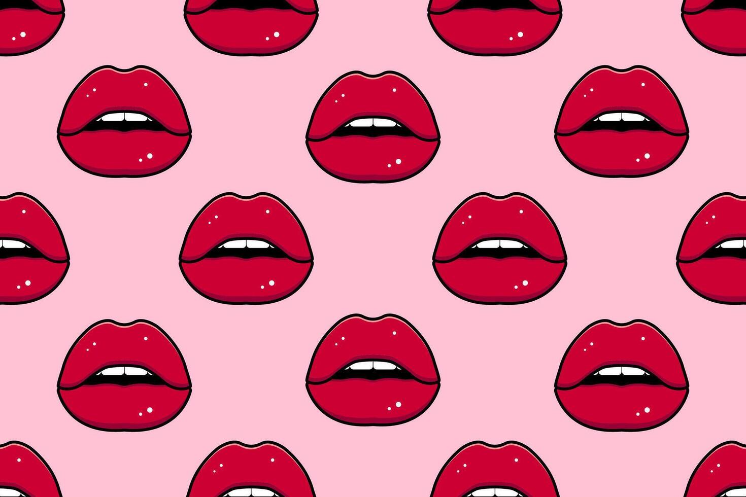 Seamless pattern. Pop art, red lips. illustration vector