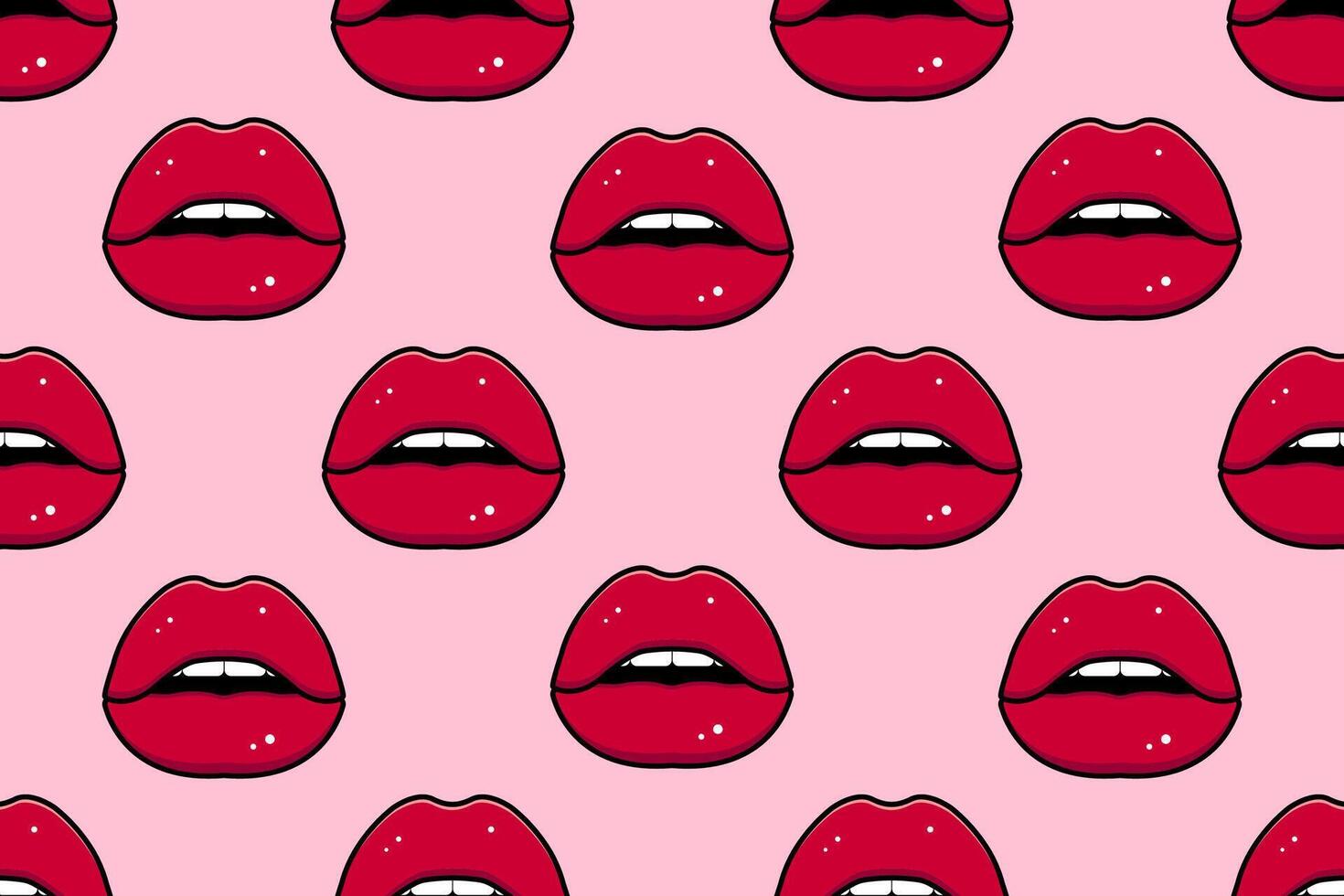 sin costura modelo. popular arte, rojo labios. ilustración vector