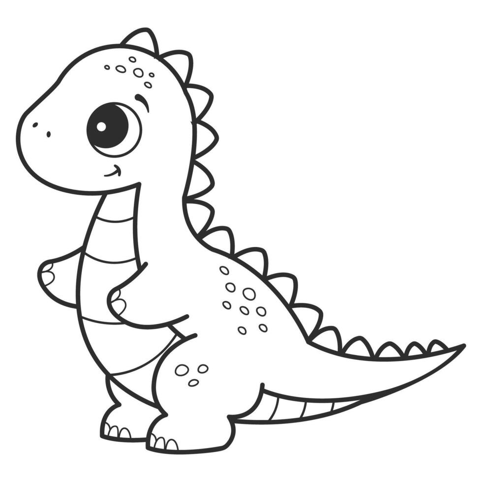 Coloring page with a picture of a cute dinosaur. Coloring book for children and adults vector