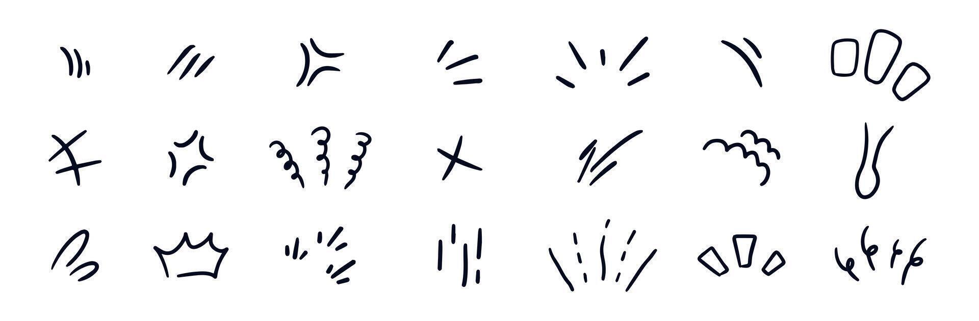 Japanese Manga comic style line elements for character emotion vector