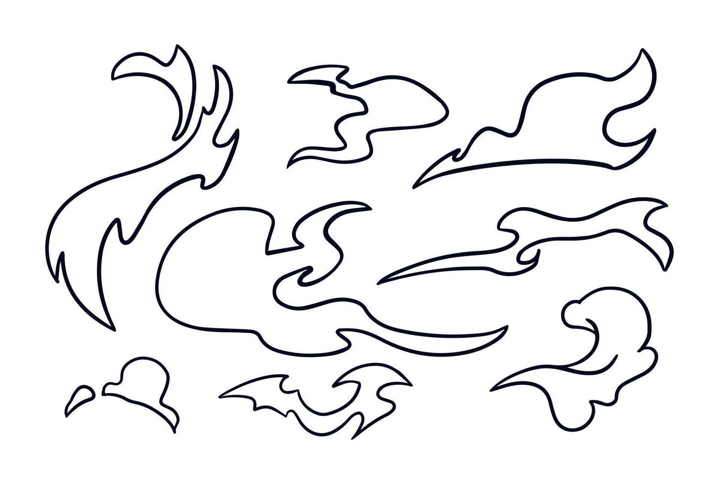 Comic speed effect, cartoon explosion. Flash boom and lighting smoke, motion energy in wind, puff clouds silhouette, smog or mist. Cartoon flat style elements. recent isolated icons vector