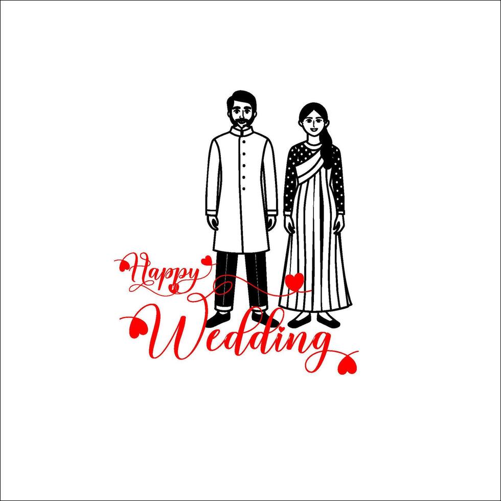 Shubh vivah and happy Wedding Decorative CalligraphyLettering design for Wedding Anniversary greetings Illustration vector