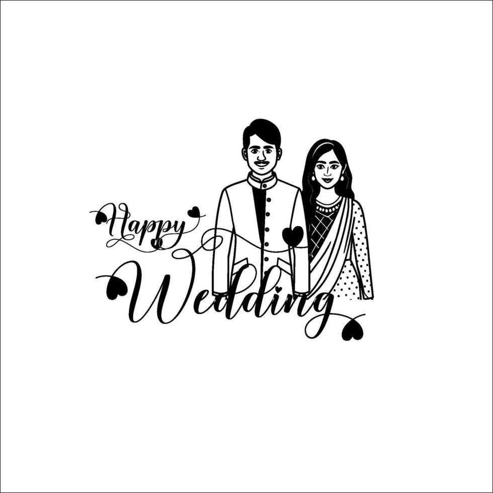 Shubh vivah and happy Wedding Decorative CalligraphyLettering design for Wedding Anniversary greetings Illustration vector