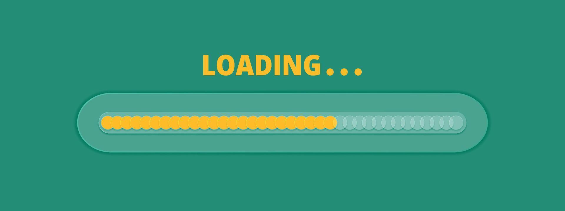 Speed upload or download. Load bar progress icon. A bright yellow element of a mobile app or website. Update stage. Waiting for a preload. illustration on green background. vector