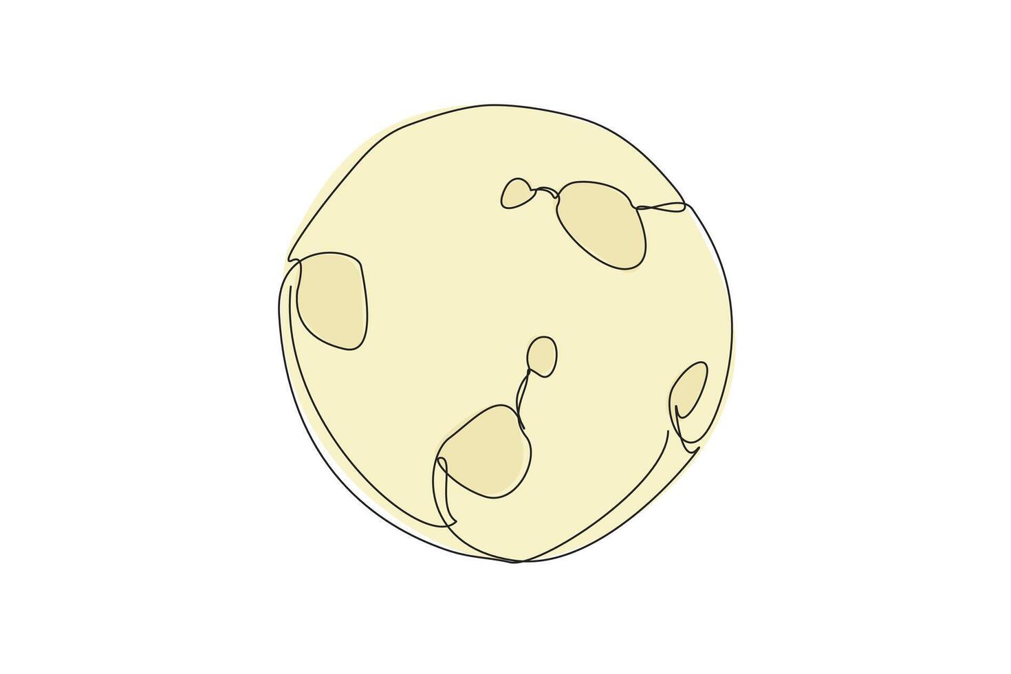 Single one line drawing the moon's surface looks round. The aim of the astronauts landing on an expedition. Space expedition on the lunar surface. Cosmic. Continuous line design graphic illustration vector