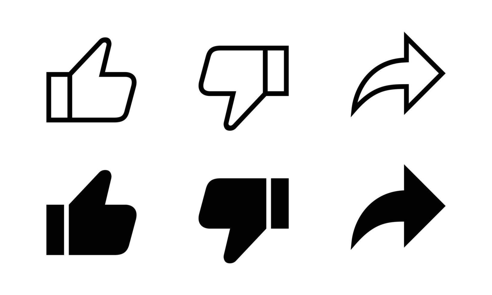 Like, dislike, and share icon . Social media elements concept vector