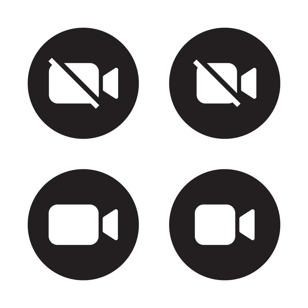 Mute call icon on black circle. Turn off camera sign symbol vector