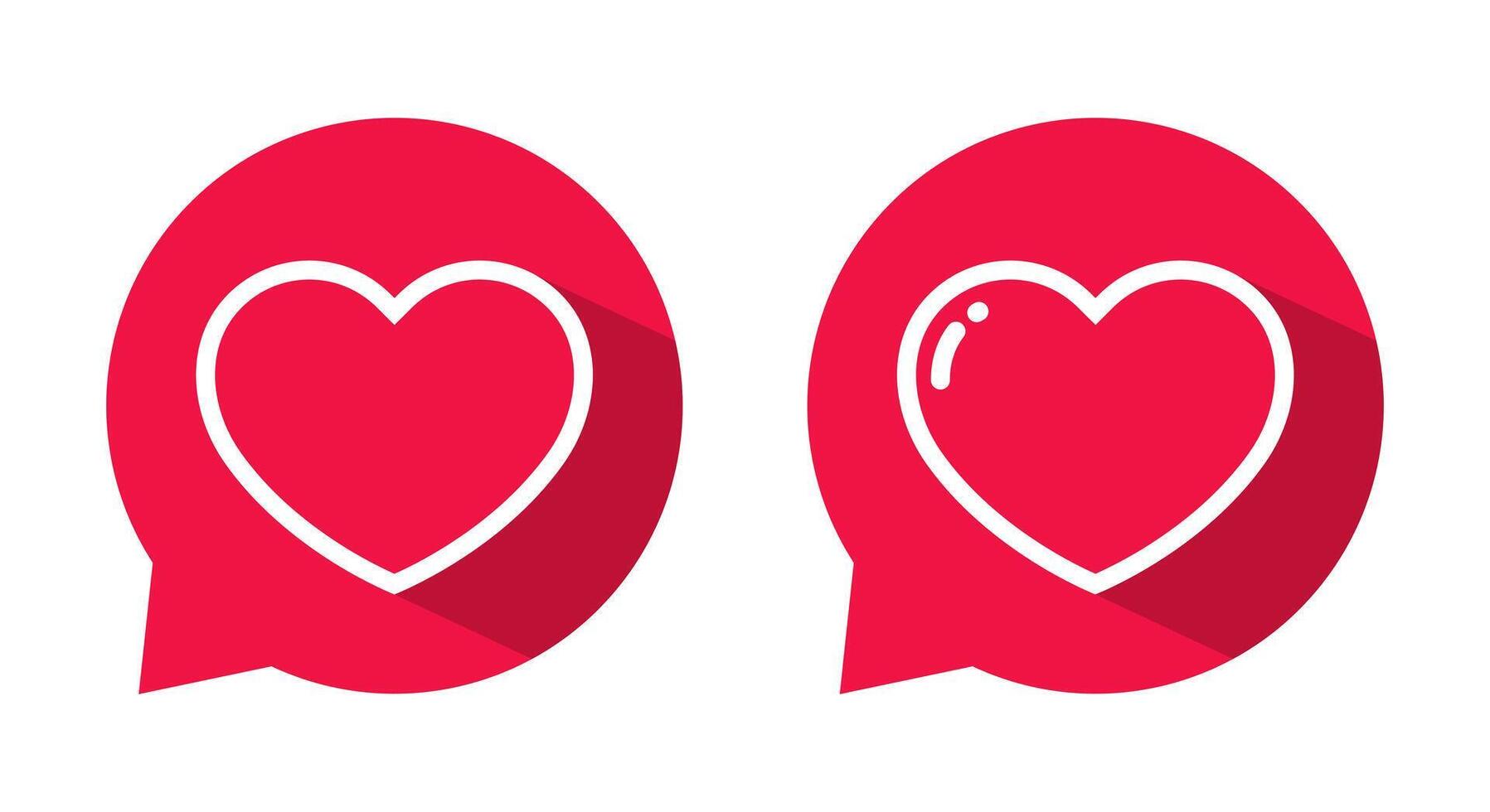 Love on speech bubble icon in flat style. Heart on chat cloud concept vector