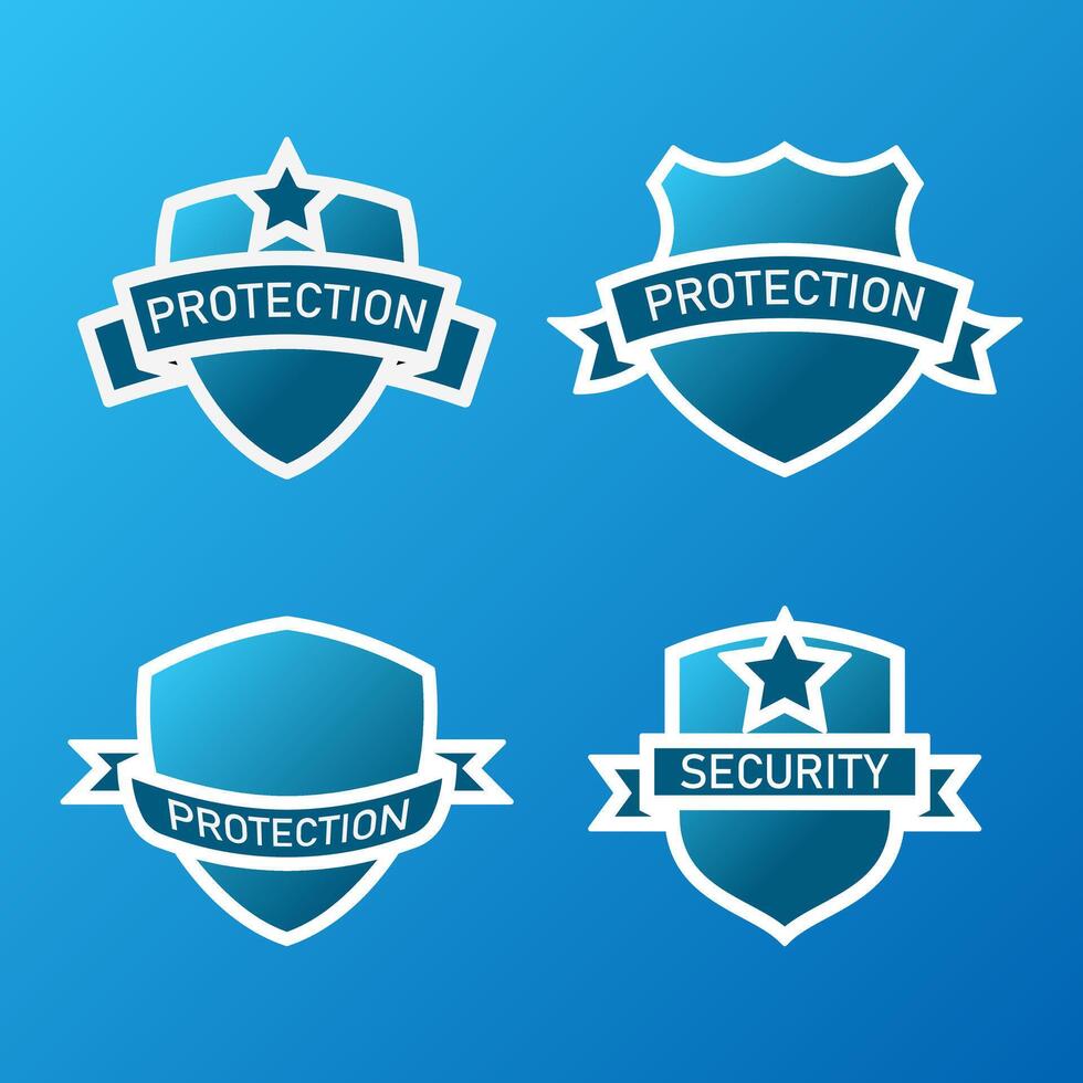 Shield with ribbon logo collection. Suitable for security and safety logo. Shield badge logo template. vector