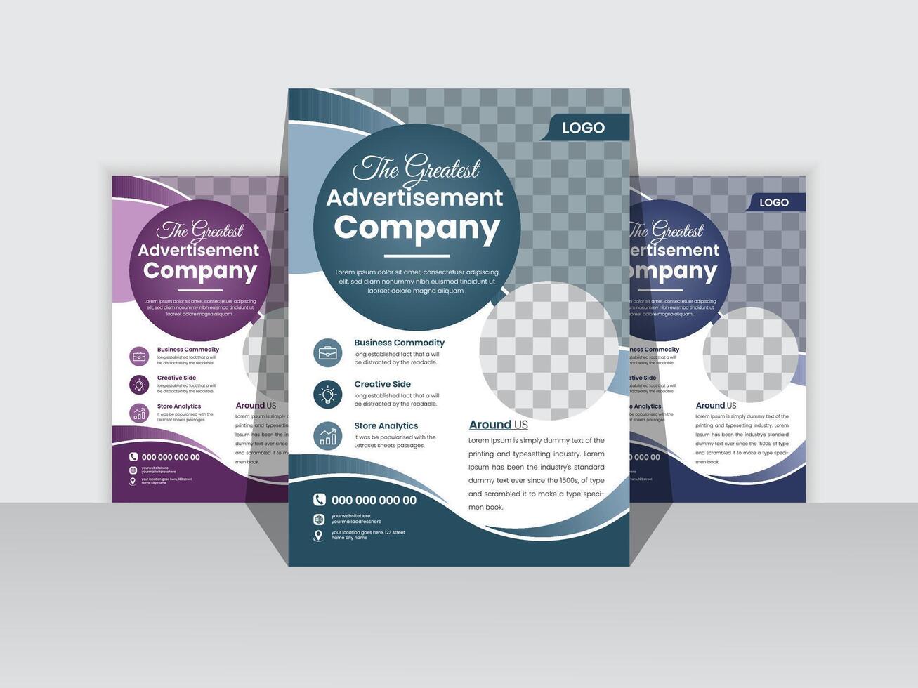 Corporate Business Flyer Design Template Free ,A4 size with bleed. vector