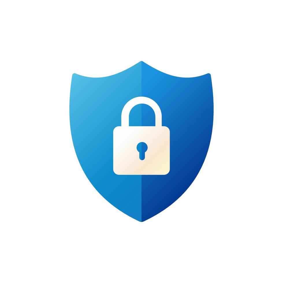 Shield with padlock illustration. Suitable for design element of digital security and internet protection system. vector