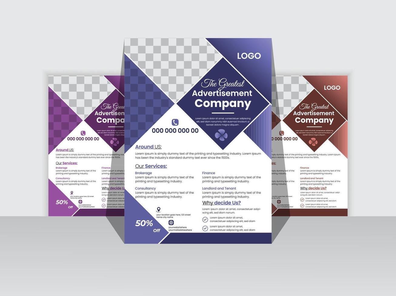 Corporate Business Flyer Design Template Free ,A4 size with bleed. vector