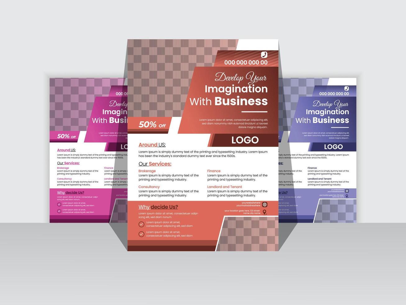 Corporate Business Flyer Design Template Free ,A4 size with bleed. vector