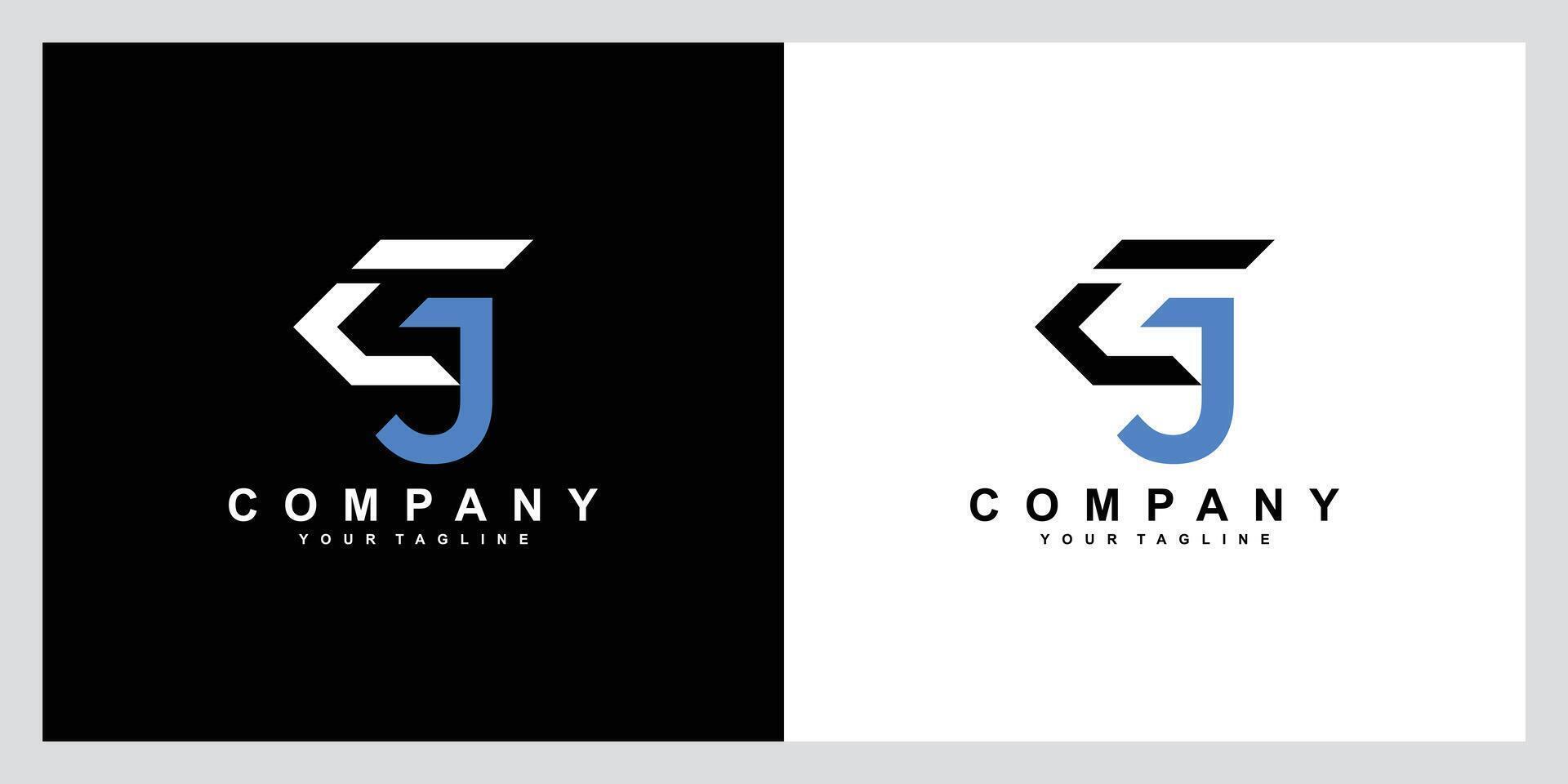 JC or CJ letter logo design template vector