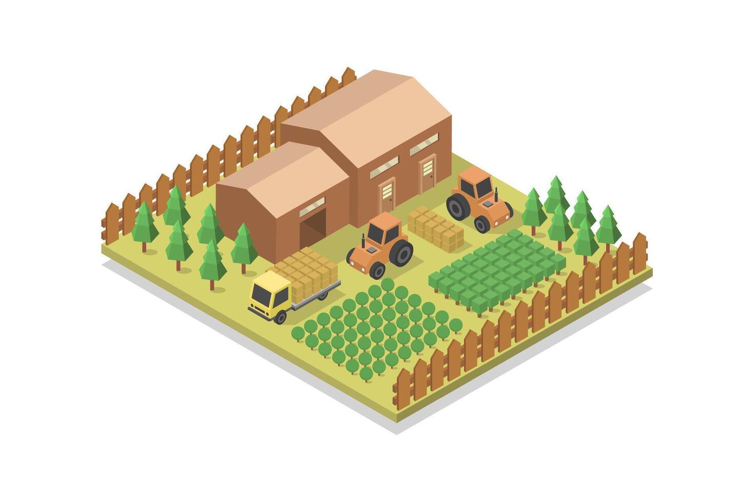 Isometric farm on white background vector