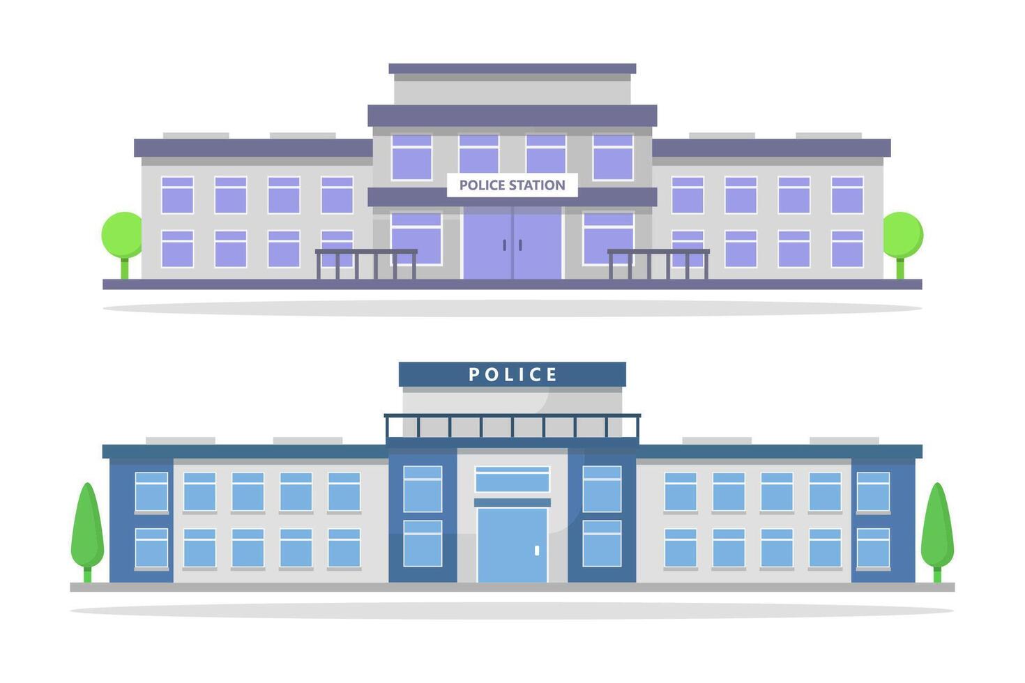Illustrated police station buildings vector