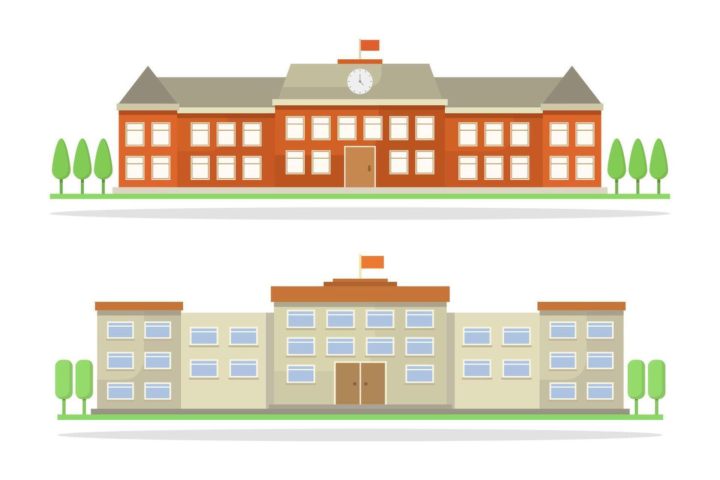 School buildings illustrated on white background vector