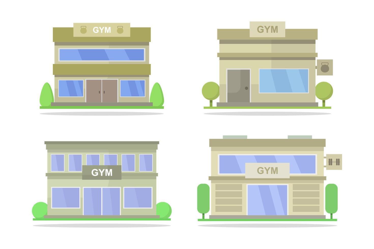Gym buildings illustrated on white background vector