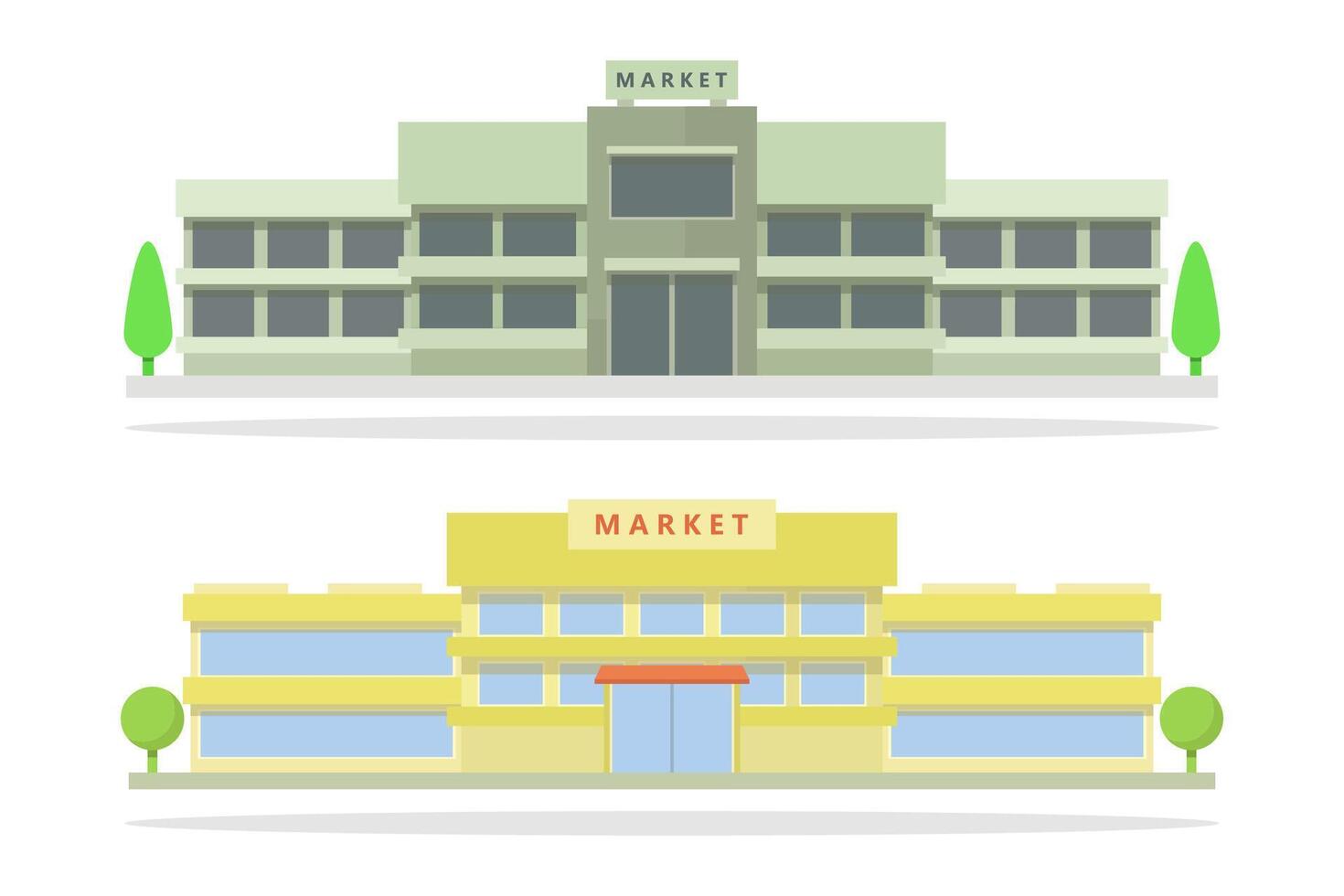 Illustrated market buildings vector