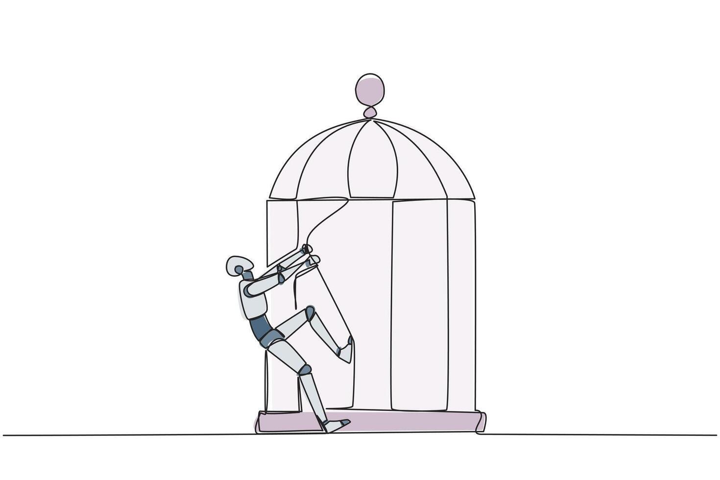 Single continuous line drawing smart robotic pull the iron bars 