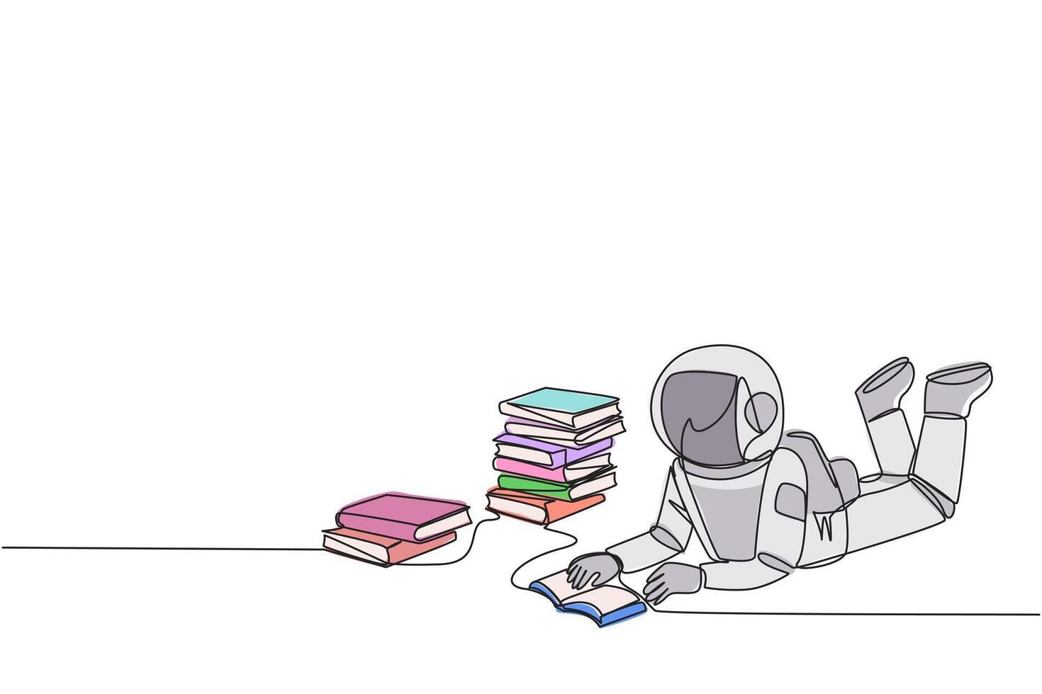 soltero continuo línea dibujo astronauta De Verdad gustos lectura. todos los días uno libro es leer. bueno hábito. allí es No día sin leyendo libro. libro festival concepto. uno línea diseño ilustración vector