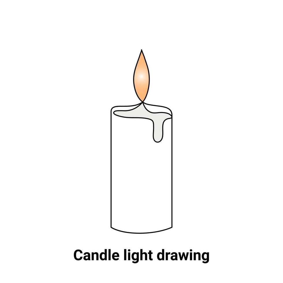 continuo linea sola vela dibujo y una línea ardiente fuego vela contorno Arte ilustración vector