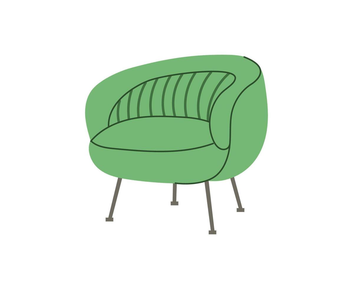 verde Sillón escandinavo aislado en blanco antecedentes para el interiores de habitaciones. ilustración plano estilo vector