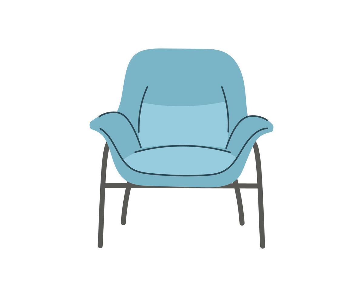 azul Sillón escandinavo aislado en blanco antecedentes para el interiores de habitaciones. ilustración plano estilo vector