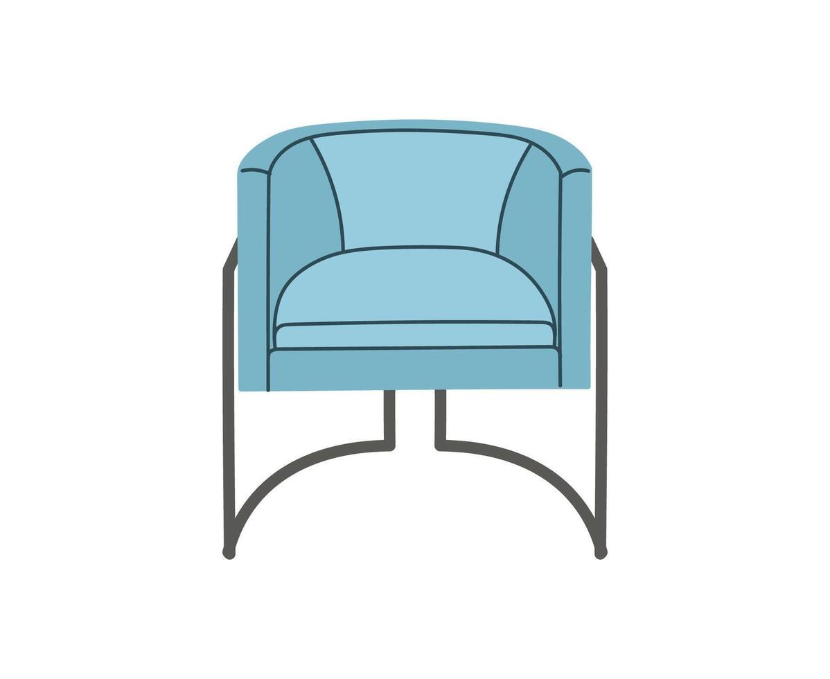 azul Sillón escandinavo aislado en blanco antecedentes para el interiores de habitaciones. ilustración plano estilo vector