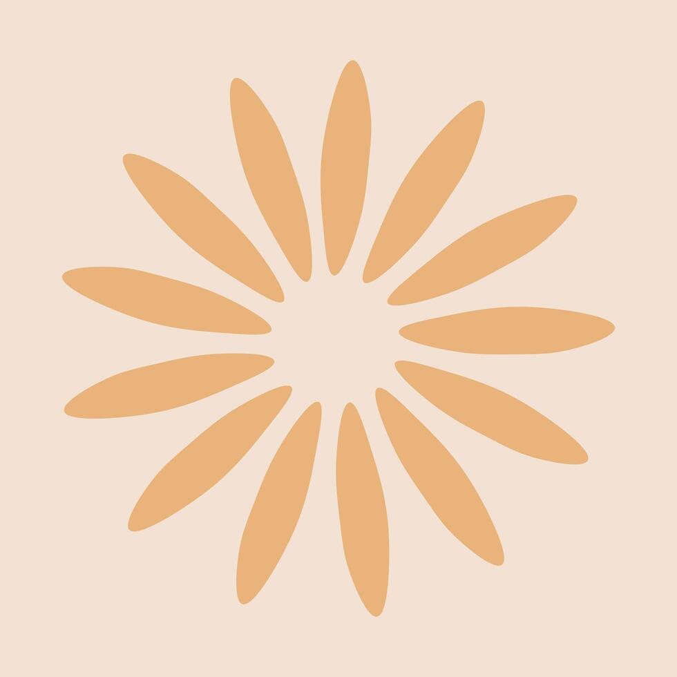 Hand drawn soft abstract floral boho shape element vector