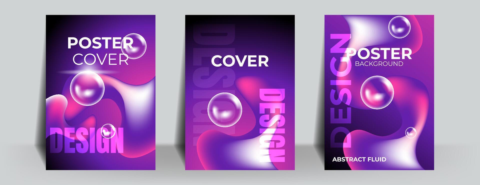 abstract poster or cover background design with purple and pink gradient fluid shapes. illustration vector