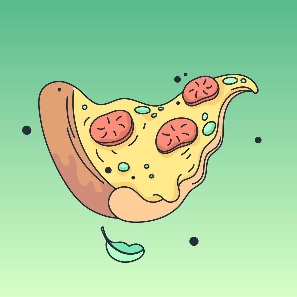 Slice of pizza. illustration in simple retro cartoon style. Graphic element for fabric, textile, clothing, wrapping paper, wallpaper, poster, logo vector