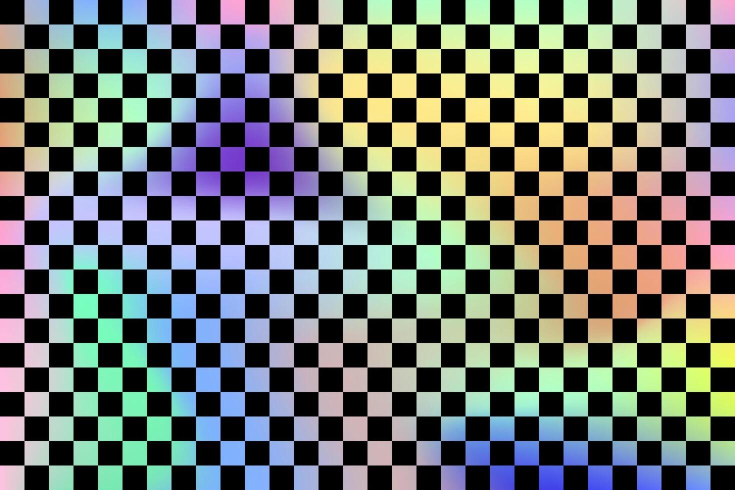 Trendy checkered backgrounds with bright psychedelic rainbow . Graphic element for fabric, textile, clothing, wrapping paper, wallpaper, poster, cover, template vector