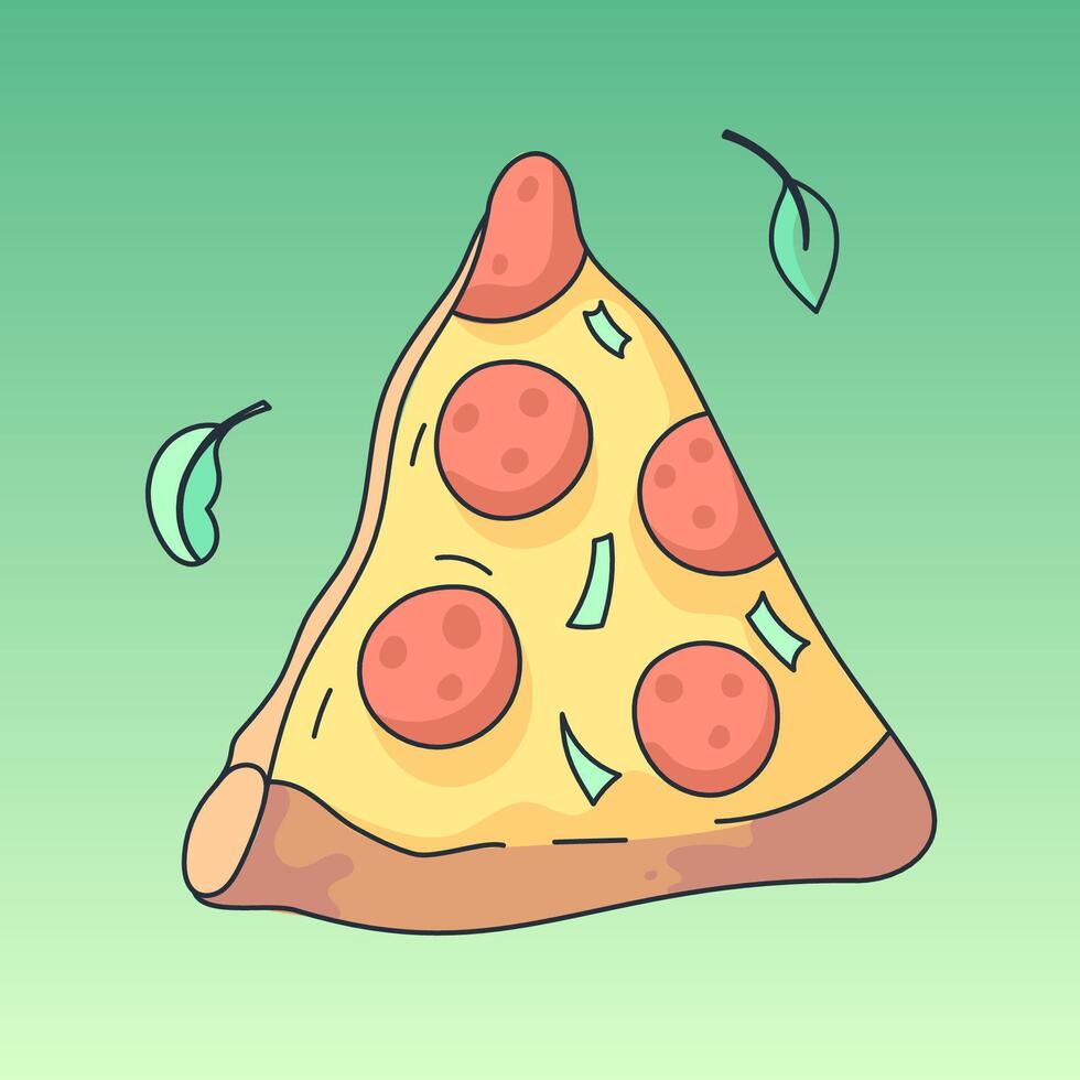 Slice of pizza. illustration in simple retro cartoon style. Graphic element for fabric, textile, clothing, wrapping paper, wallpaper, poster, logo vector