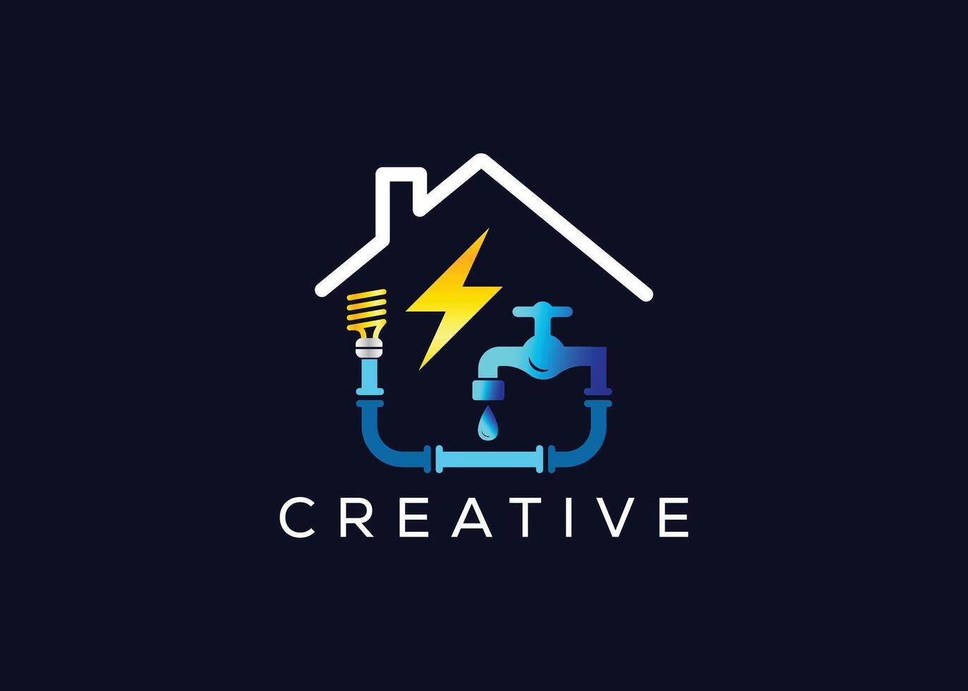 Creative and minimal colorful plumbing and electrical logo template. Modern plumbing and electrical colorful logo vector