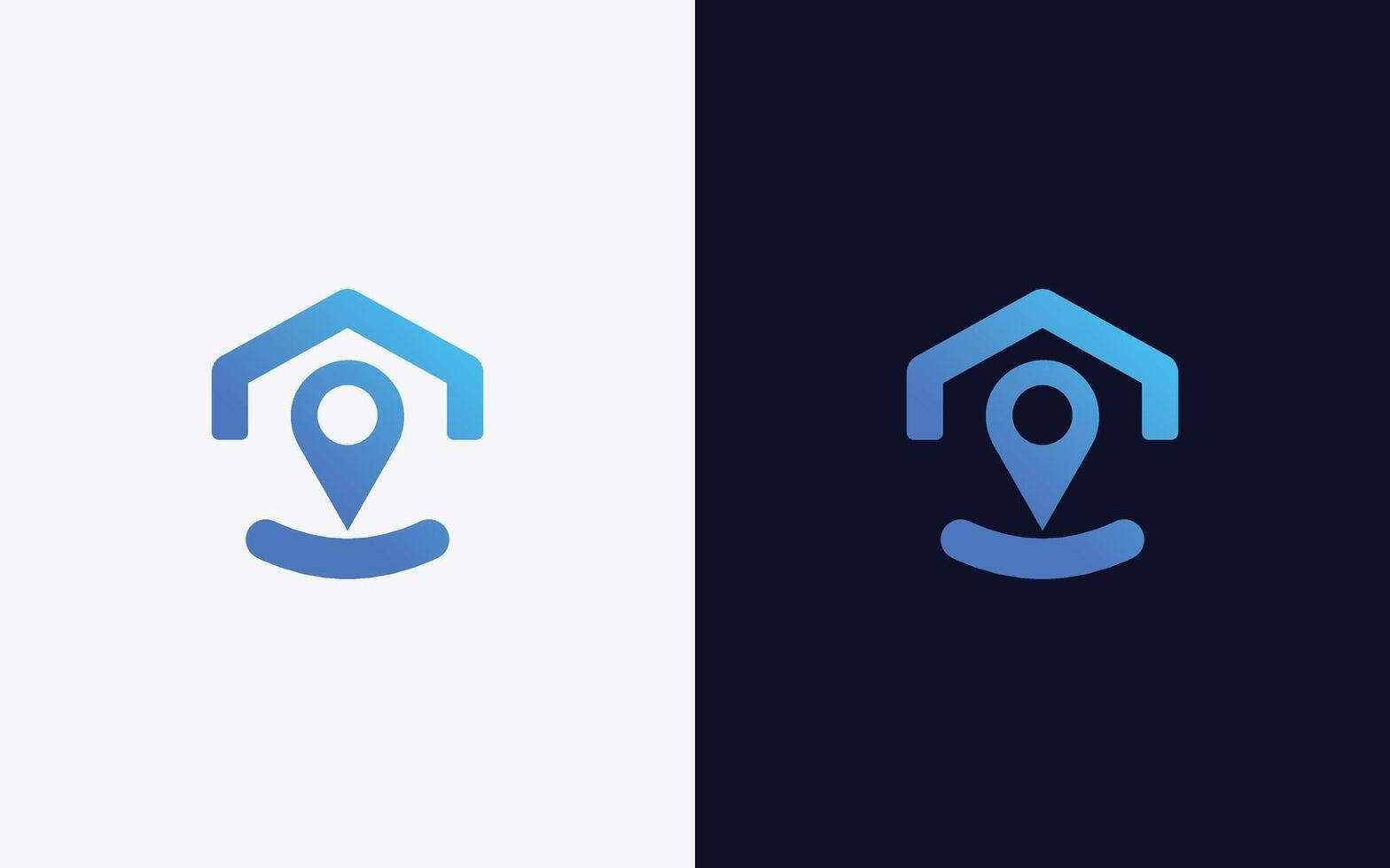 Creative and minimal home location logo template. Modern roof pin logo vector
