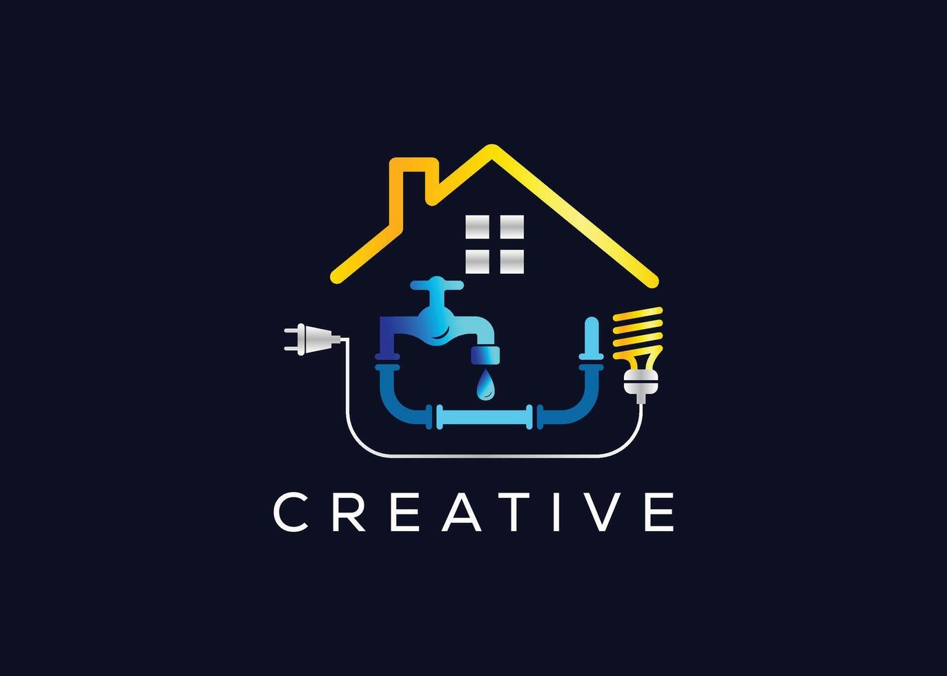 Creative and minimal colorful plumbing and electrical logo template. Modern plumbing and electrical colorful logo vector