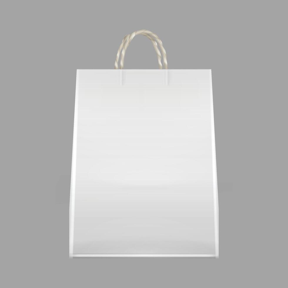 Paper bag mockups of shopping gifts and food packages realistic design White brown and black vector