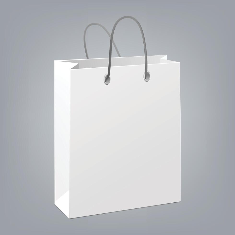 Paper bag mockups of shopping gifts and food packages realistic design White brown and black vector