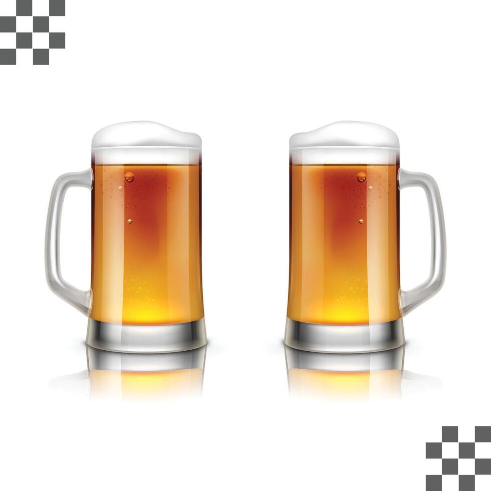 two glasses of beer toasting creating splash vector