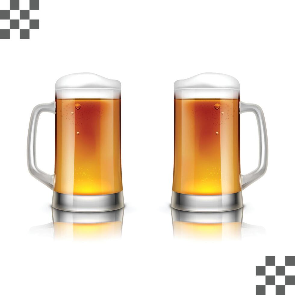 two glasses of beer toasting creating splash vector