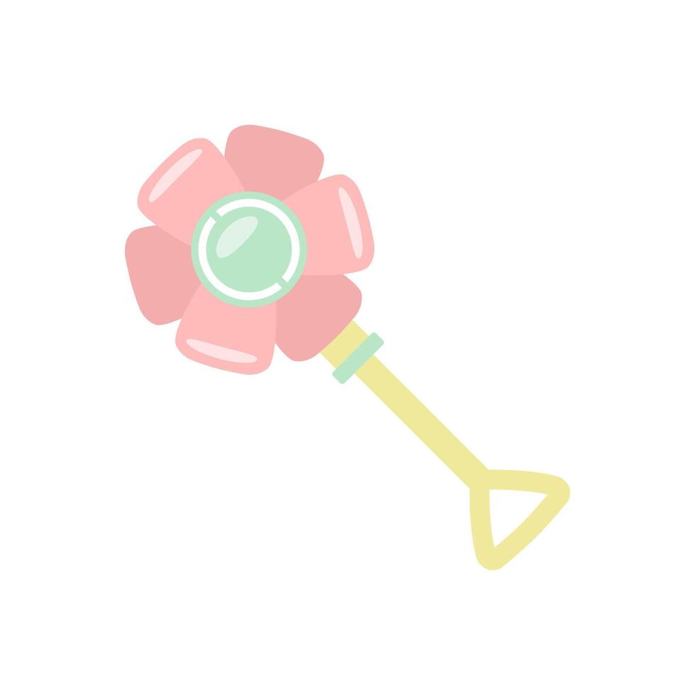 Baby rattle. Simple cute flat icon. Children's toy with a handle in the shape of a flower. vector