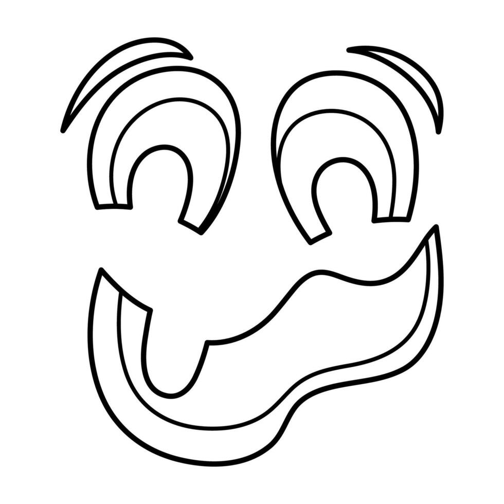 Crazy face of Jack Lantern Halloween pumpkin. Spooky hand drawn line icon. Autumn holiday decoration. vector