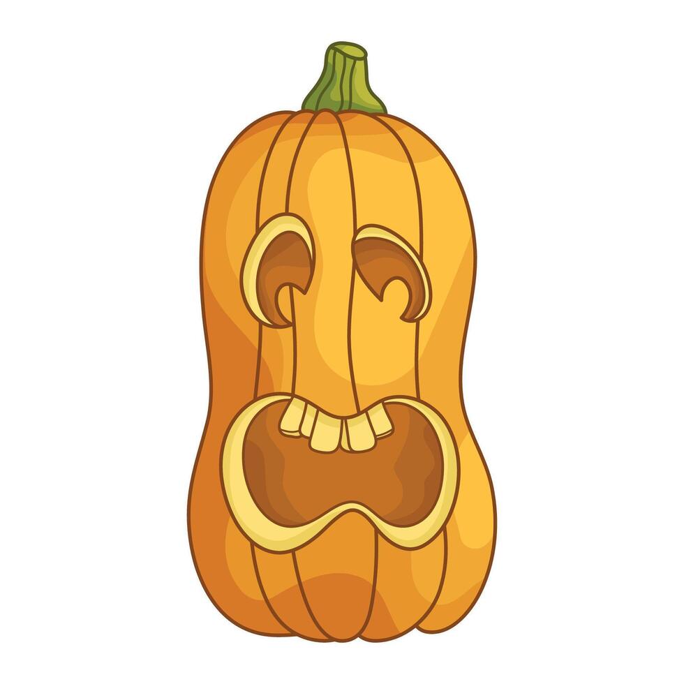Jack-o'-lantern calabaza cabeza asustado. un tradicional personaje para Víspera de Todos los Santos. vector