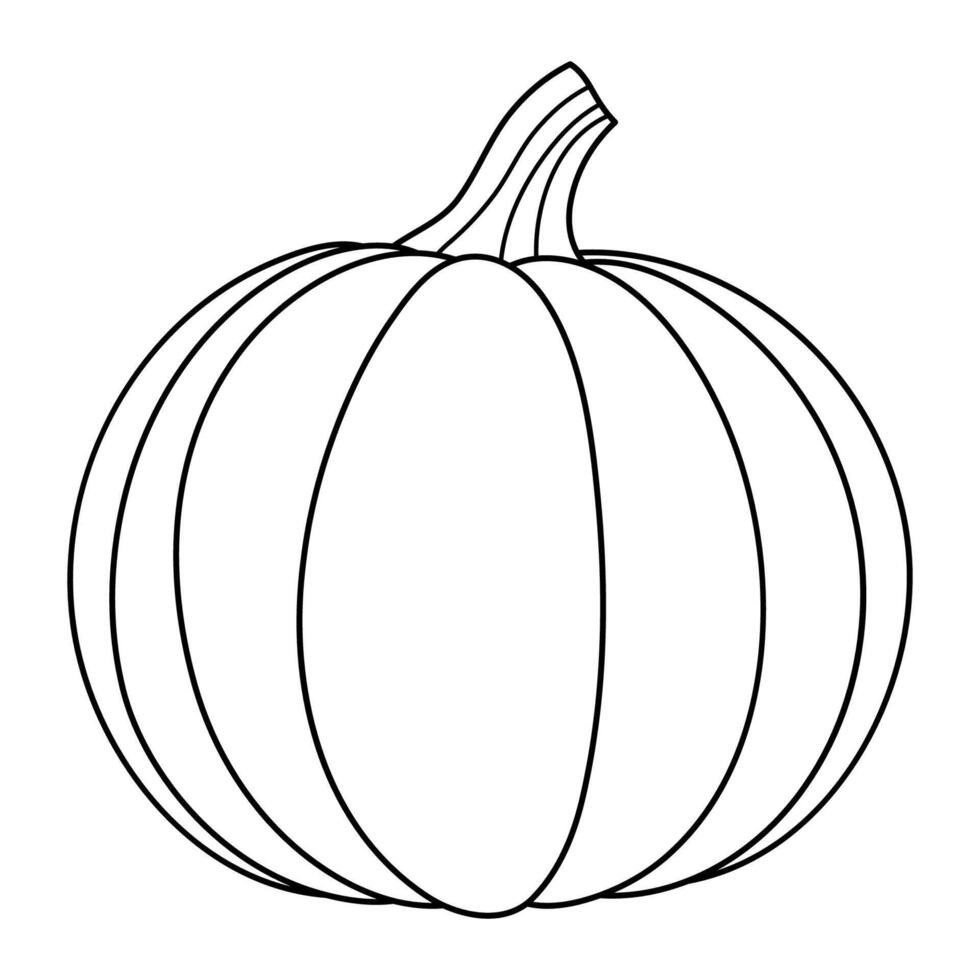 Autumn pumpkin simple line icon. Hand drawn illustration for Halloween and Thanksgiving decoration. vector